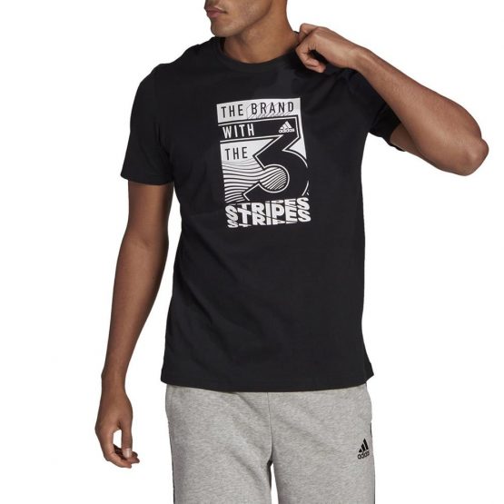 חולצת טי שירט אדידס לגברים Adidas Slogan Graphic - שחור