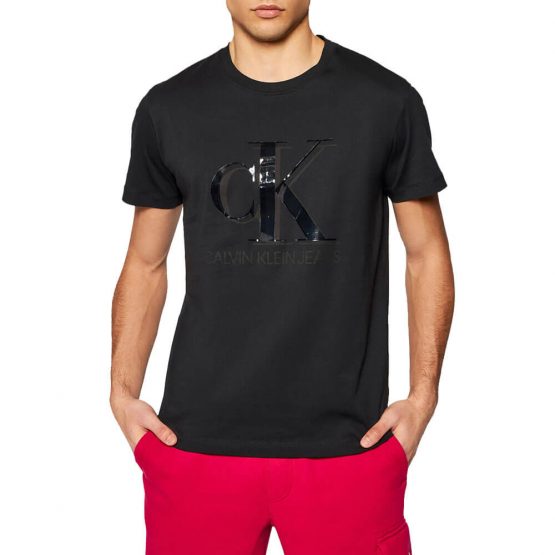חולצת T קלווין קליין לגברים Calvin Klein Monogram Waterbase - שחור