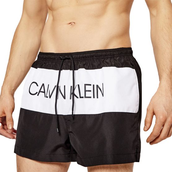 בגד ים קלווין קליין לגברים Calvin Klein Short Drawstring - שחור/לבן