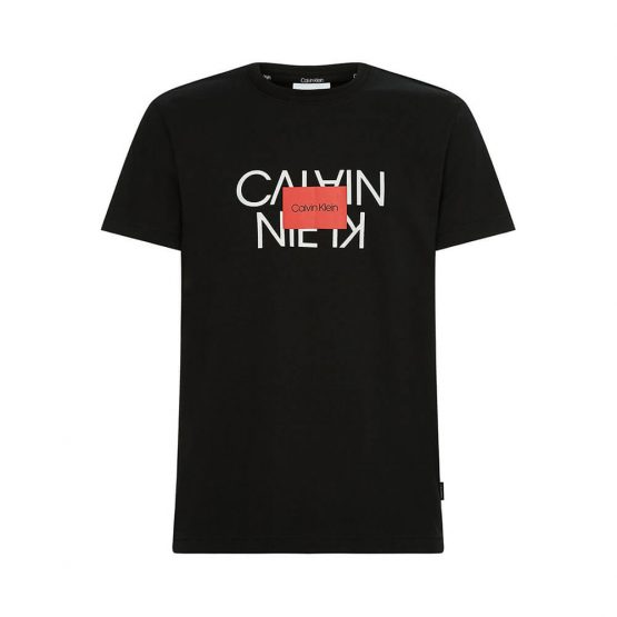 חולצת T קלווין קליין לגברים Calvin Klein Text Reversed Logo - שחור