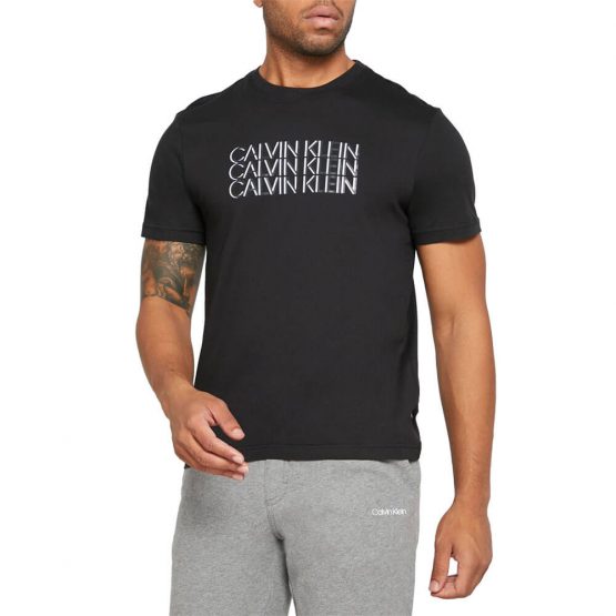 חולצת T קלווין קליין לגברים Calvin Klein Triple Center - שחור