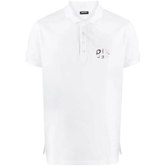 חולצת פולו דיזל לגברים DIESEL 3D Logo - לבן