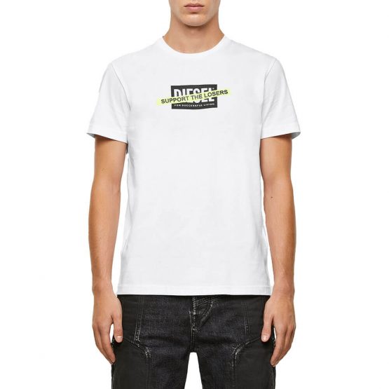 חולצת T דיזל לגברים DIESEL Support The Losers Logo Print - לבן