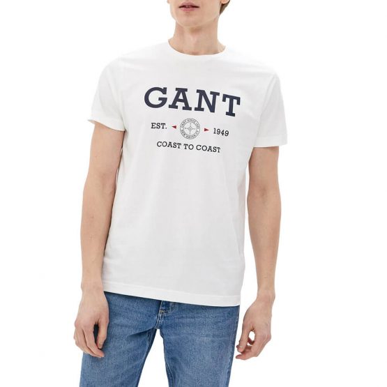 חולצת T גאנט לגברים GANT Nautical - לבן