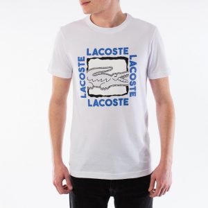 חולצת T לקוסט לגברים LACOSTE Sport 3D Print - לבן