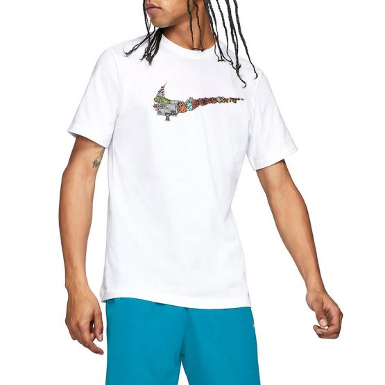 חולצת T נייק לגברים Nike Swoosh Basketball - לבן