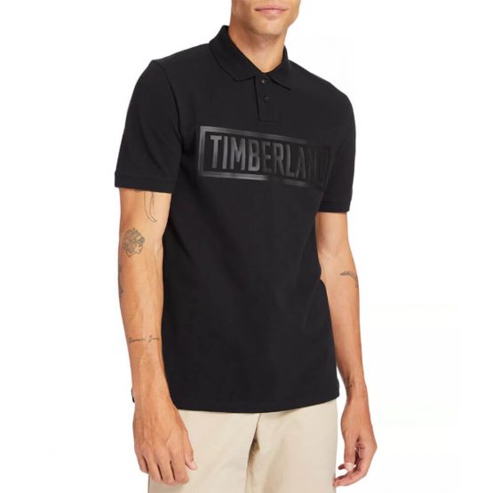 חולצת פולו טימברלנד לגברים Timberland Mink Brook Linear - שחור