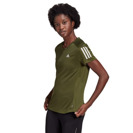 חולצת אימון אדידס לנשים Adidas Own The Run Tee - ירוק זית