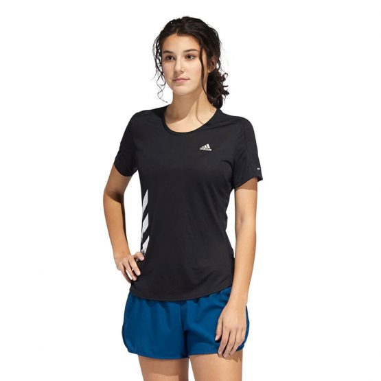 חולצת אימון אדידס לנשים Adidas Run It 3-Stripes Fast Tee - שחור