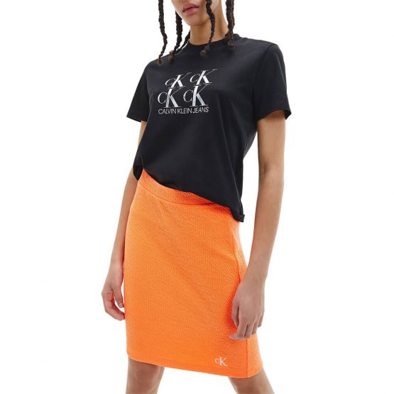 חולצת T קלווין קליין לנשים Calvin Klein Shine Logo Tee - שחור