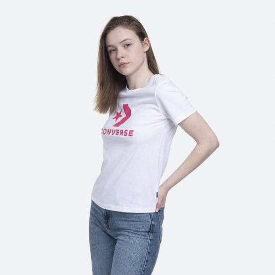 חולצת T קונברס לנשים Converse Stars Chevr Front - לבן