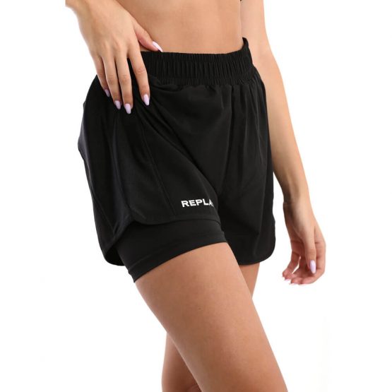 מכנס ספורט ריפליי לנשים REPLAY Ladies Shorts - שחור