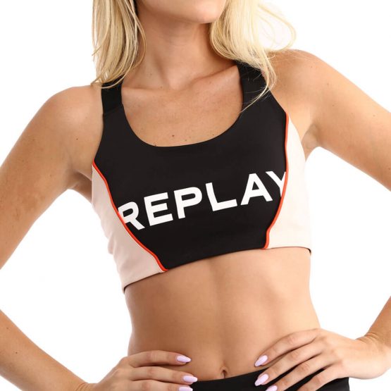 טופ וחולצת קרופ ריפליי לנשים REPLAY Ladies Sports Bra - שחור