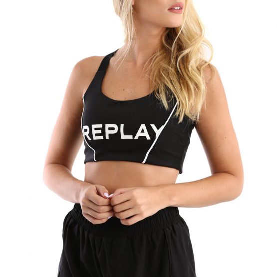 טופ וחולצת קרופ ריפליי לנשים REPLAY Ladies Sports Bra - שחור
