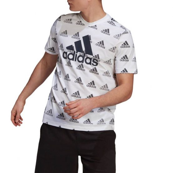 חולצת טי שירט אדידס לגברים Adidas Allover Print - לבן
