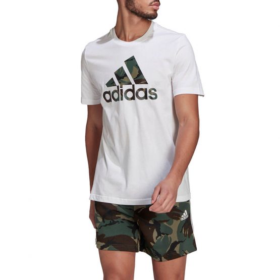 חולצת טי שירט אדידס לגברים Adidas Essentials Camouflage Print - לבן