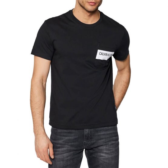 חולצת T קלווין קליין לגברים Calvin Klein Bold Stripe Pocket - שחור