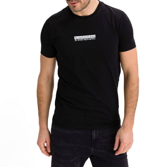 חולצת טי שירט קלווין קליין לגברים Calvin Klein Mirror Logo - שחור