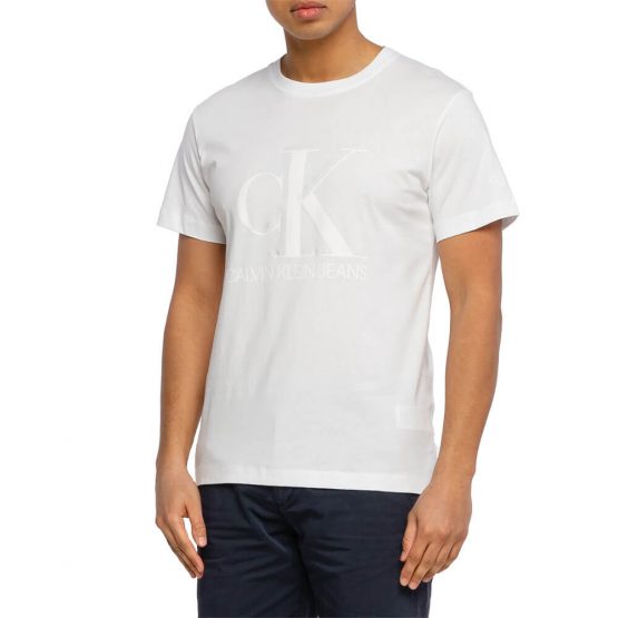 חולצת T קלווין קליין לגברים Calvin Klein Monogram Waterbas - לבן