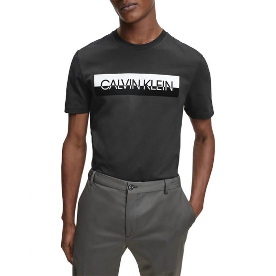 חולצת T קלווין קליין לגברים Calvin Klein Split Logo Tee - שחור