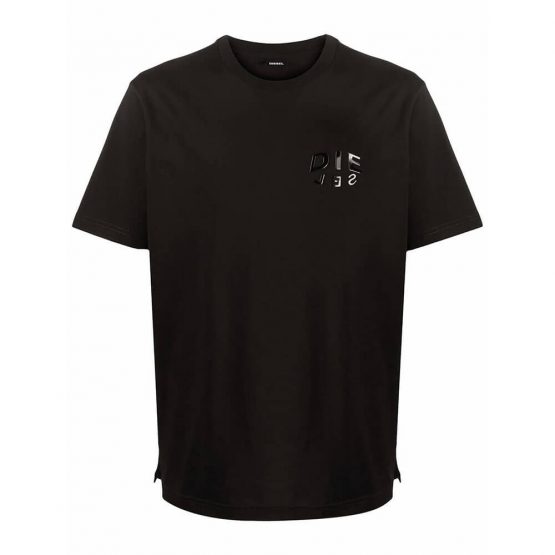 חולצת טי שירט דיזל לגברים DIESEL Embossed Logo - שחור מלא