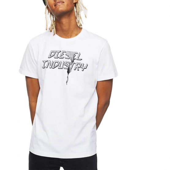 חולצת טי שירט דיזל לגברים DIESEL Graphic Print - לבן