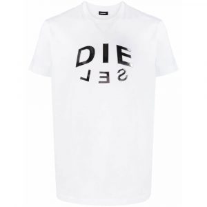 חולצת T דיזל לגברים DIESEL Logo Print - לבן