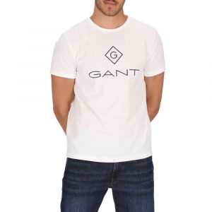 חולצת T גאנט לגברים GANT Lock - Up - לבן