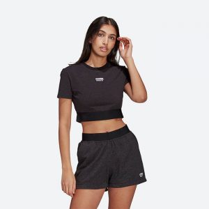 חולצת T אדידס לנשים Adidas Originals Cropped Tee - שחור