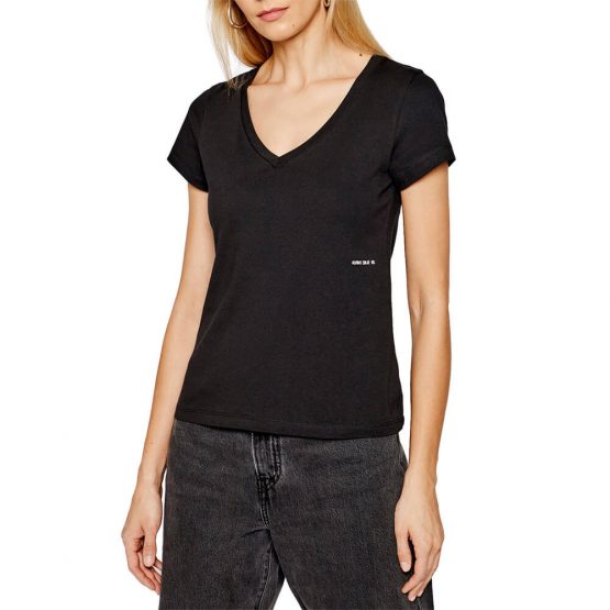 חולצת T קלווין קליין לנשים Calvin Klein Micro Branding Off - שחור