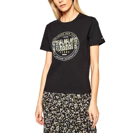 חולצת טי שירט טומי הילפיגר לנשים Tommy Hilfiger Floral Print - שחור