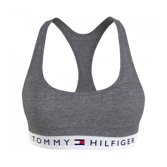 טופ וחולצת קרופ טומי הילפיגר לנשים Tommy Hilfiger Logo - אפור