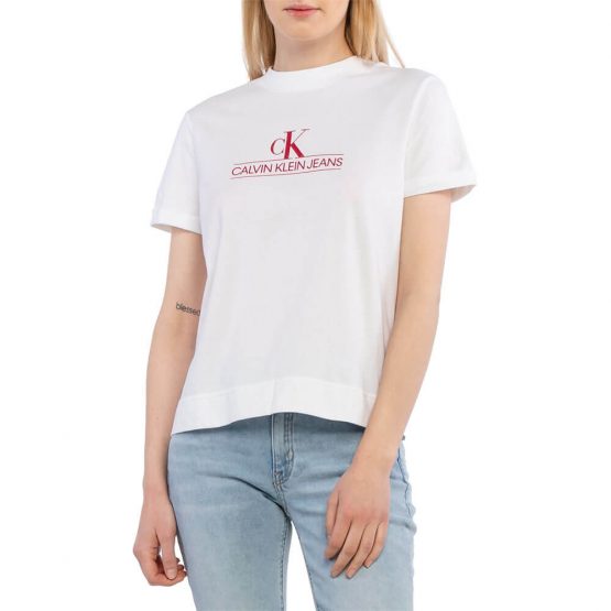 חולצת T קלווין קליין לנשים Calvin Klein ARCHIVES ECO - לבן