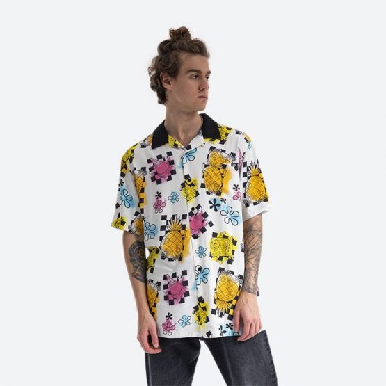 חולצה מכופתרת ואנס לגברים Vans x SpongeBob Air - צבעוני/לבן
