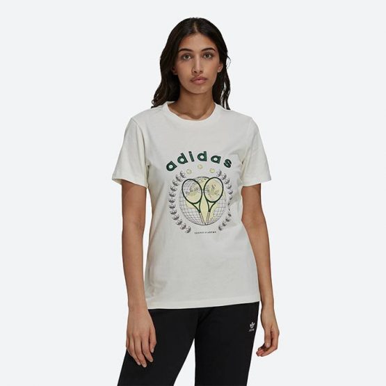 חולצת טי שירט אדידס לנשים Adidas Originals Tennis Luxe Graphic - לבן