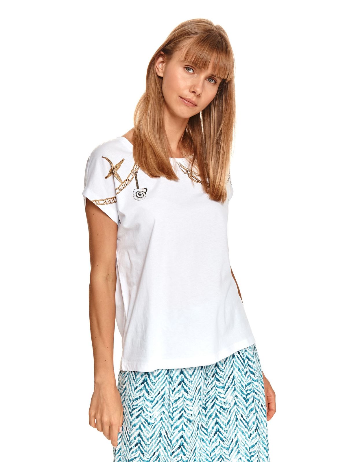 חולצת T טופ סיקרט לנשים TOP SECRET Ocean - לבן