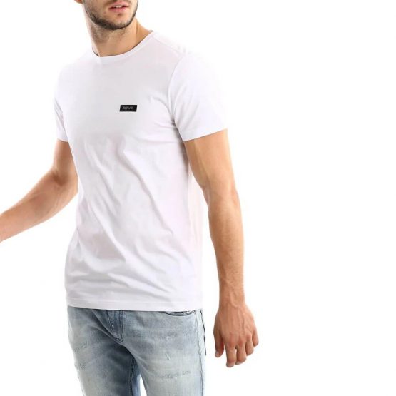 חולצת T ריפליי לגברים REPLAY plata logo - לבן