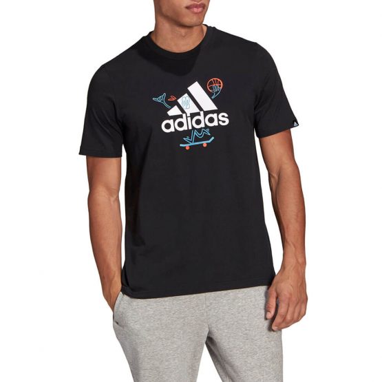 חולצת T אדידס לגברים Adidas Cartoon Logo - שחור