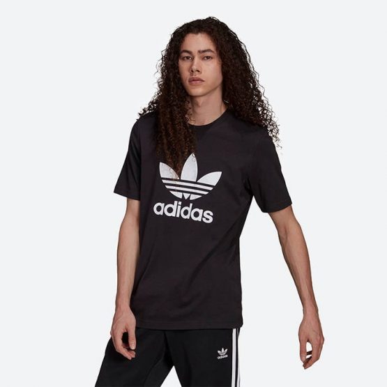 חולצת T אדידס לגברים Adidas Originals Trefoil - שחור