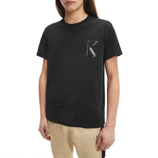 חולצת T קלווין קליין לגברים Calvin Klein Leather Monogram - שחור