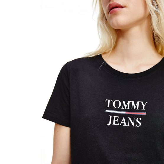 חולצת T טומי הילפיגר לנשים Tommy Hilfiger Skinny Essential - שחור