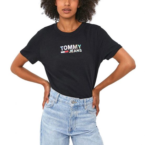 חולצת T טומי הילפיגר לנשים Tommy Hilfiger Timeless - שחור