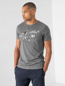 חולצת T פור אף לגברים 4F H4Z21 TSM012 - אפור