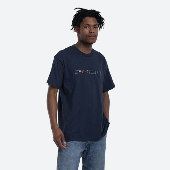חולצת T קארהארט לגברים Carhartt WIP Shadow Script - כחול