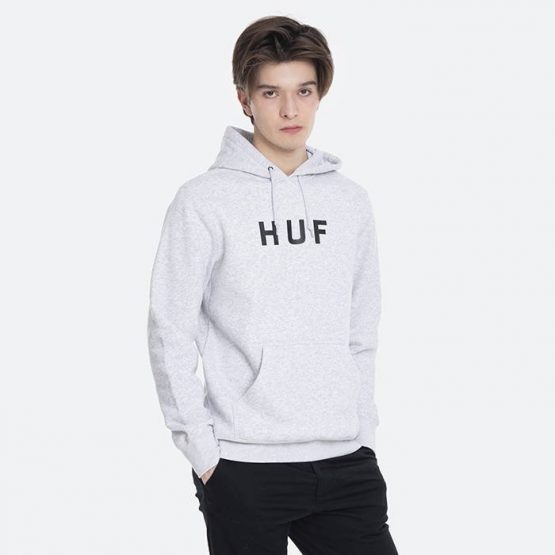 סווטשירט HUF לגברים HUF  OG Logo Hoodie - לבן