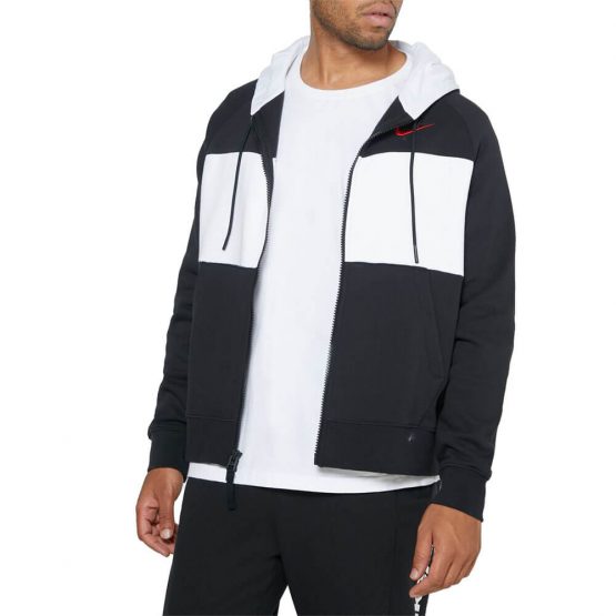 סווטשירט נייק לגברים Nike Air Fleece Hoodie Full Zip - שחור/לבן