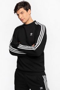 חולצת טי שירט ארוכות אדידס לגברים Adidas Originals 3-STRIPES CREW - שחור