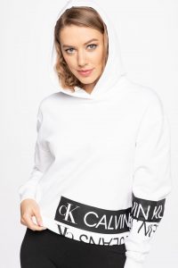 סווטשירט קלווין קליין לנשים Calvin Klein MIRRORED LOGO - לבן