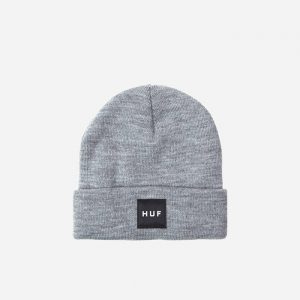 כובע HUF לגברים HUF Essentials Box Logo Beanie - אפור