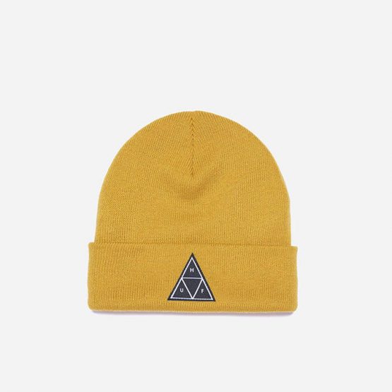 כובע HUF לגברים HUF Essentials Triple Triangle Cuff Beanie - צהוב
